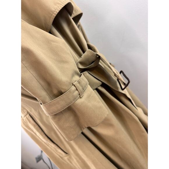 VINTAGE Aquascutum Long Trench Coat 2way Beige Tan Wool Authentic ENGLAND - Picture 9 of 16